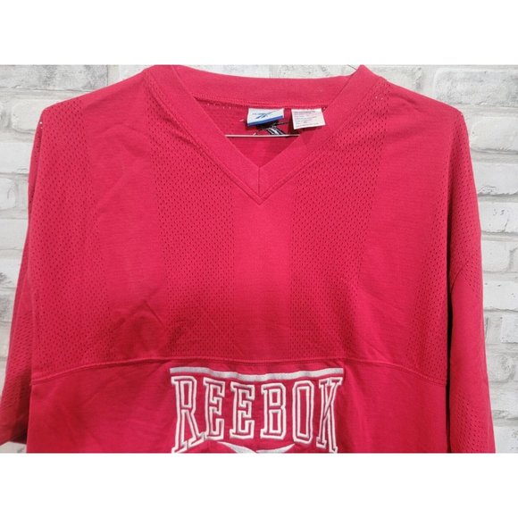Vintage Reebok Logo Spell‎ Out Embroidered T Shirt Size XL Vented Red 90s - Picture 7 of 10